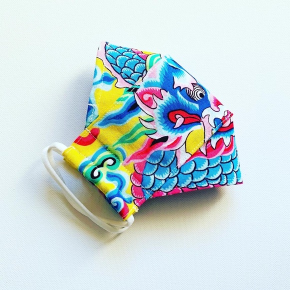 NEW Handmade Yellow Dragon Print 3D Face Mask - Picture 6 of 6